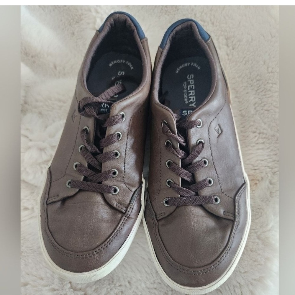 Brown Leather Sperry‎ Topsider Boat Shoes Sneakers Men's Size 5 Lace up Casual